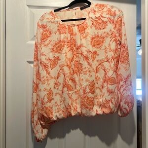 Tommy Hilfiger Orange and Pink Long Sleeve Blouse